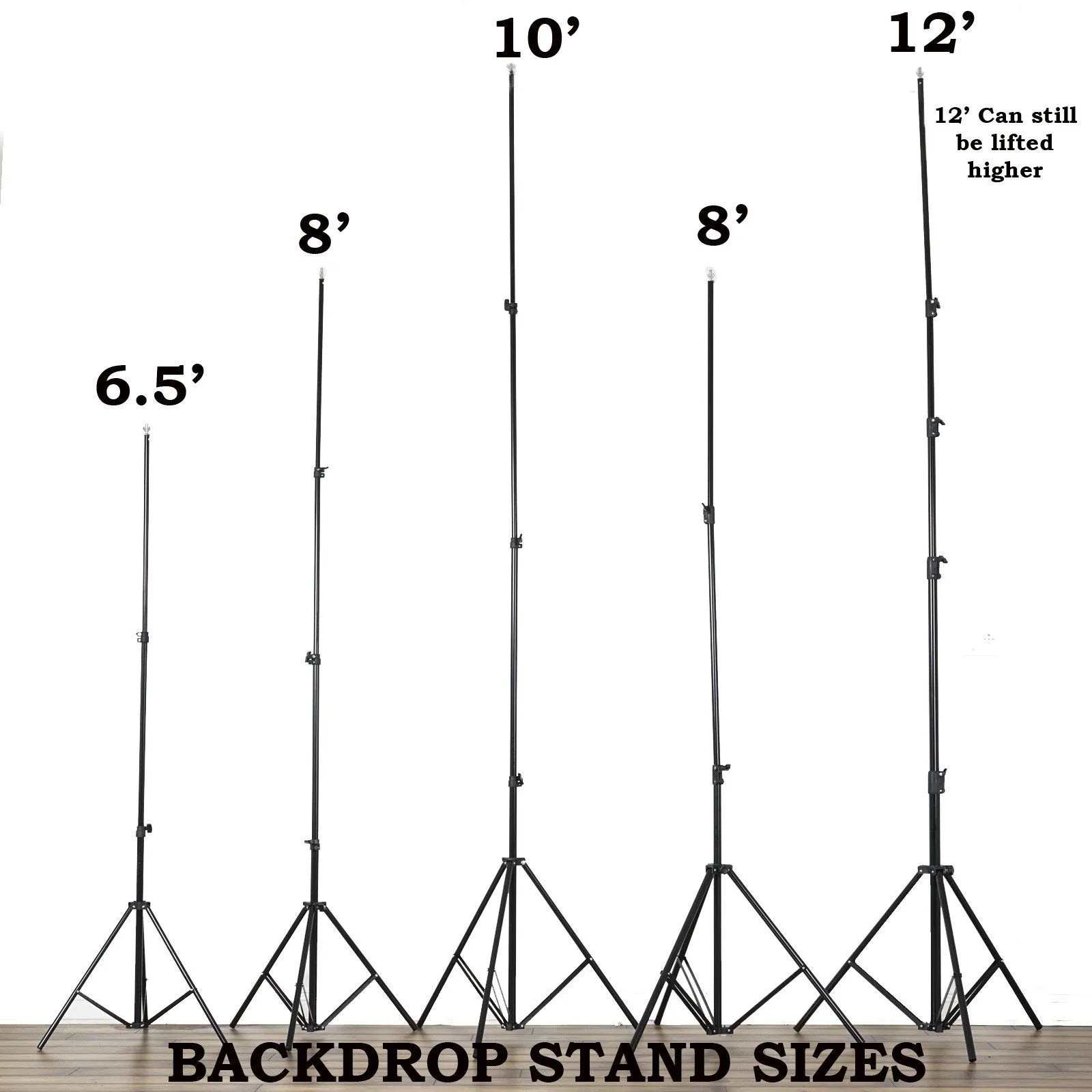 10FT Height Adjustable Photo Video Studio Crossbar Kit Background Backdrop Support System Stand with FREE Clips