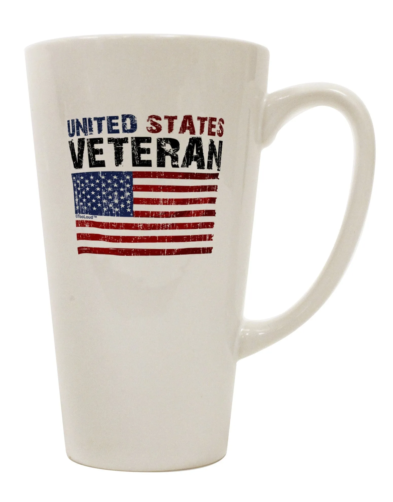 16 Ounce Conical Latte Coffee Mug for US Veterans - Expertly Crafted Drinkware TooLoud