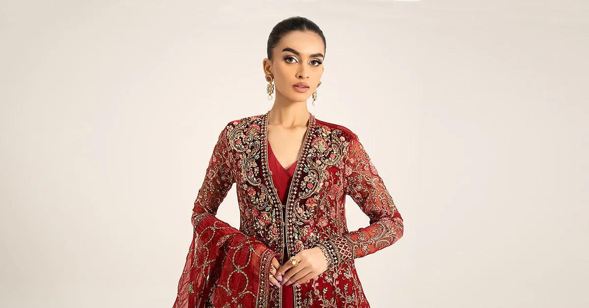 3 Piece Embroidered Organza Suit | BDS-2908