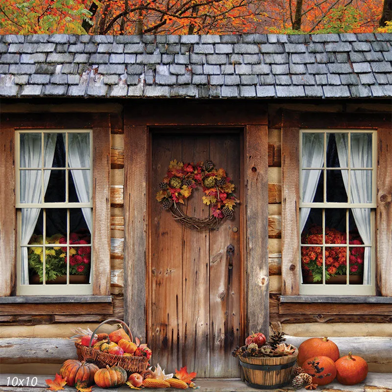 Brown Fall Door Backdrop