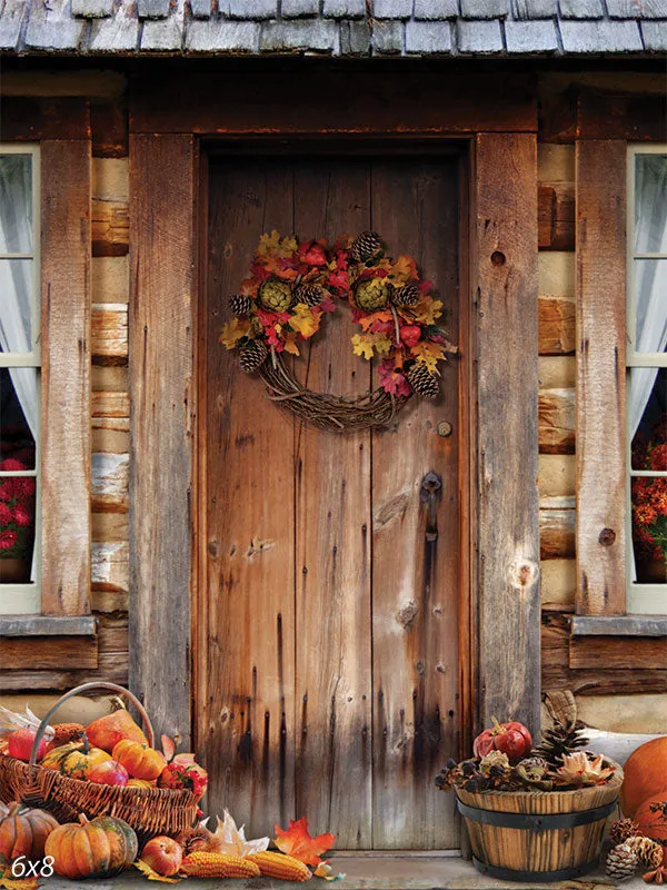 Brown Fall Door Backdrop