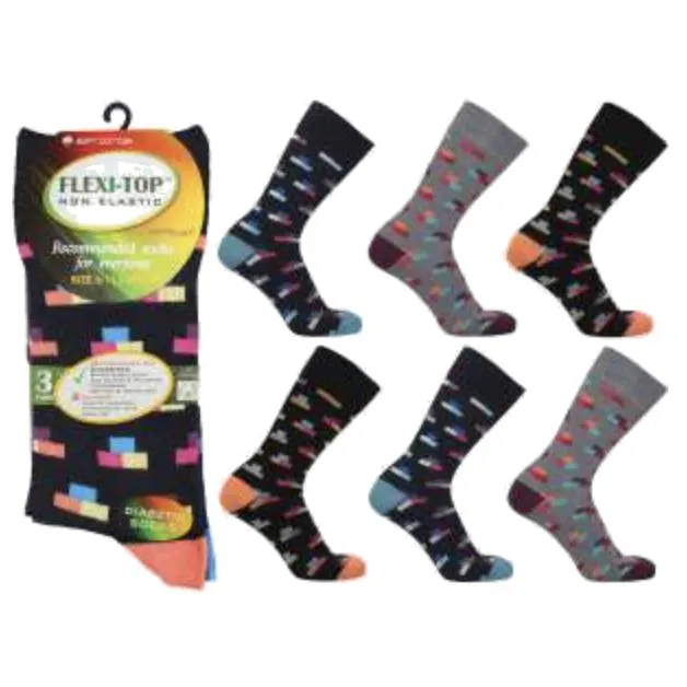 Flexi-Top Men's Loose Top Socks - Pack of 3