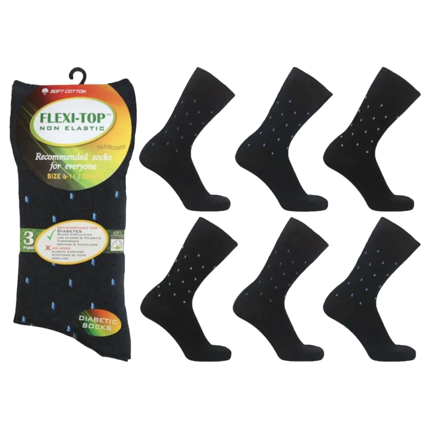 Flexi-Top Men's Loose Top Socks - Pack of 3