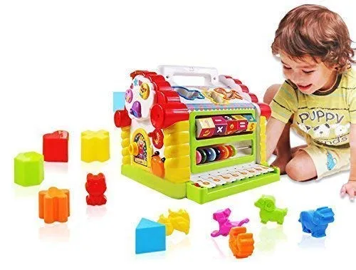 Galaxy Hi-Tech® Baby Toddler Activity Center Musical Activity Cube Play Learning Center Toy Interactive Educational Activity House Multi-Functions with Lights Sounds