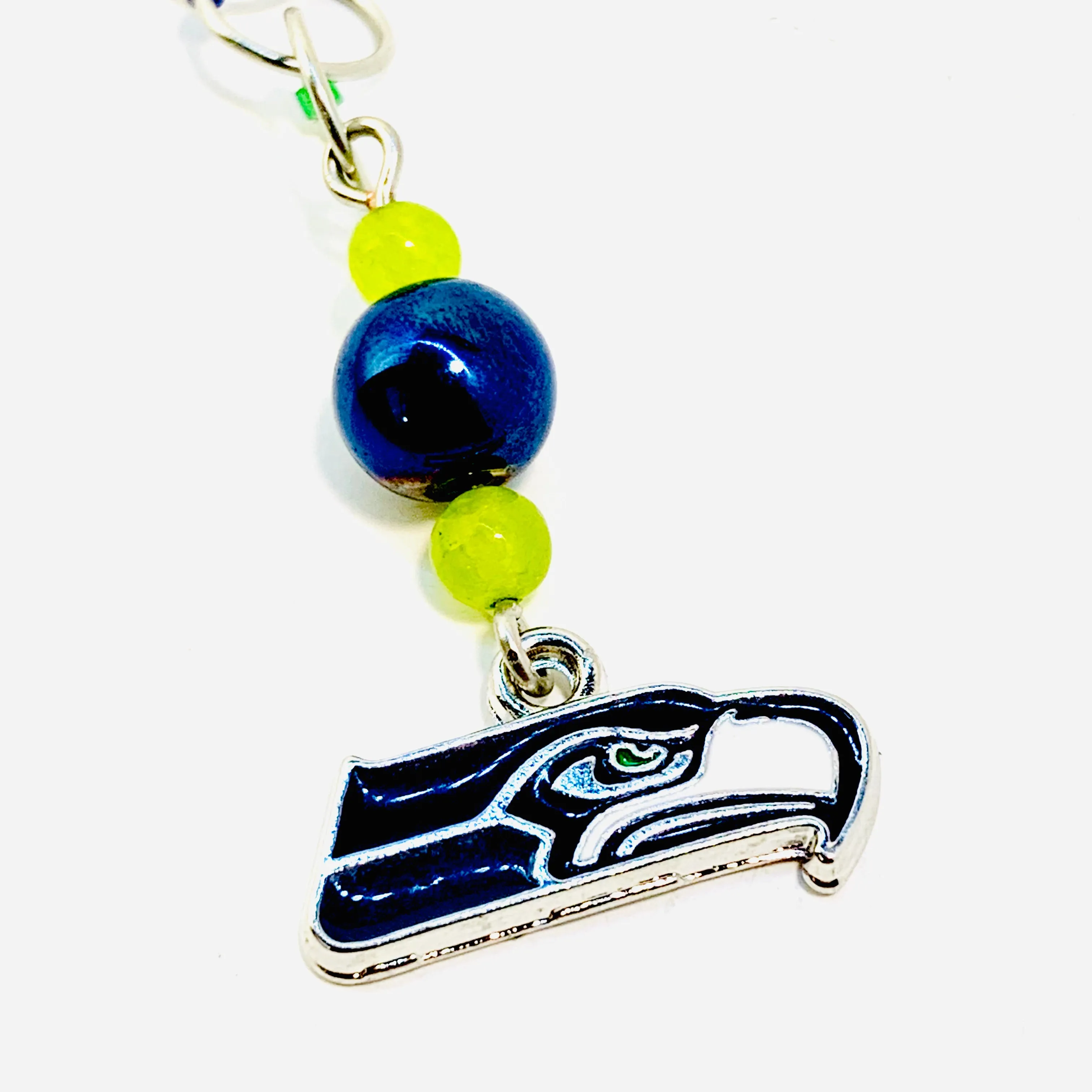 Handmade Snagless Beaded Chain Row Counter ~ Seahawks