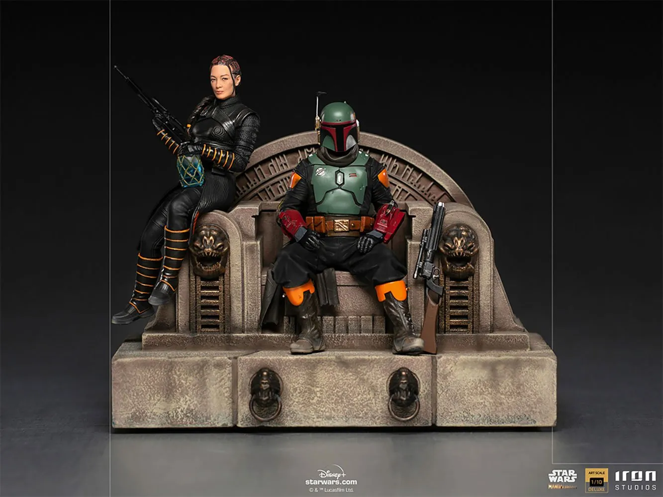 Iron Studios Star Wars The Mandalorian Boba Fett & Fennec Shand on Throne Deluxe 1:10 Scale Statue