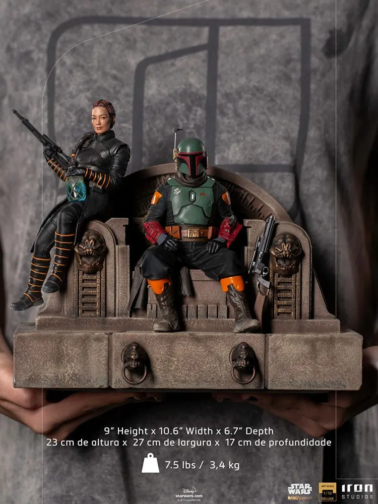 Iron Studios Star Wars The Mandalorian Boba Fett & Fennec Shand on Throne Deluxe 1:10 Scale Statue