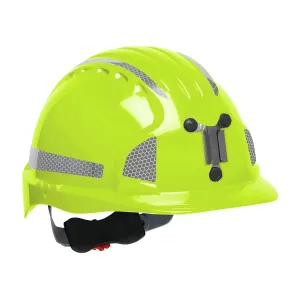 JSP 280-EV6151MCR2-LY Standard Brim Mining Hard Hat with HDPE Shell, 6-Point Polyester Suspension, Wheel Ratchet Adjustment and CR2 Reflective Kit