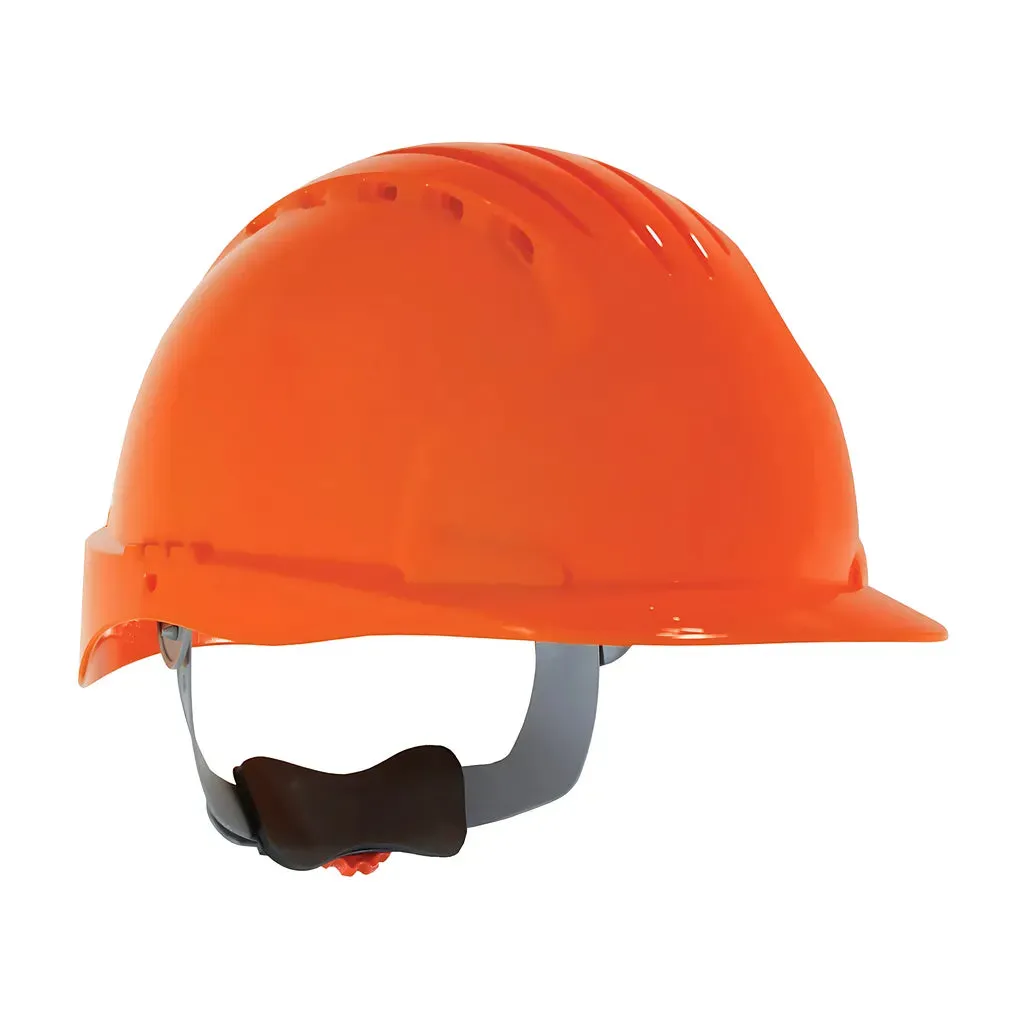 JSP 280-EV6151V-OR Standard Brim, Vented Hard Hat with HDPE Shell, 6-Point Polyester Suspension and Wheel Ratchet Adjustment