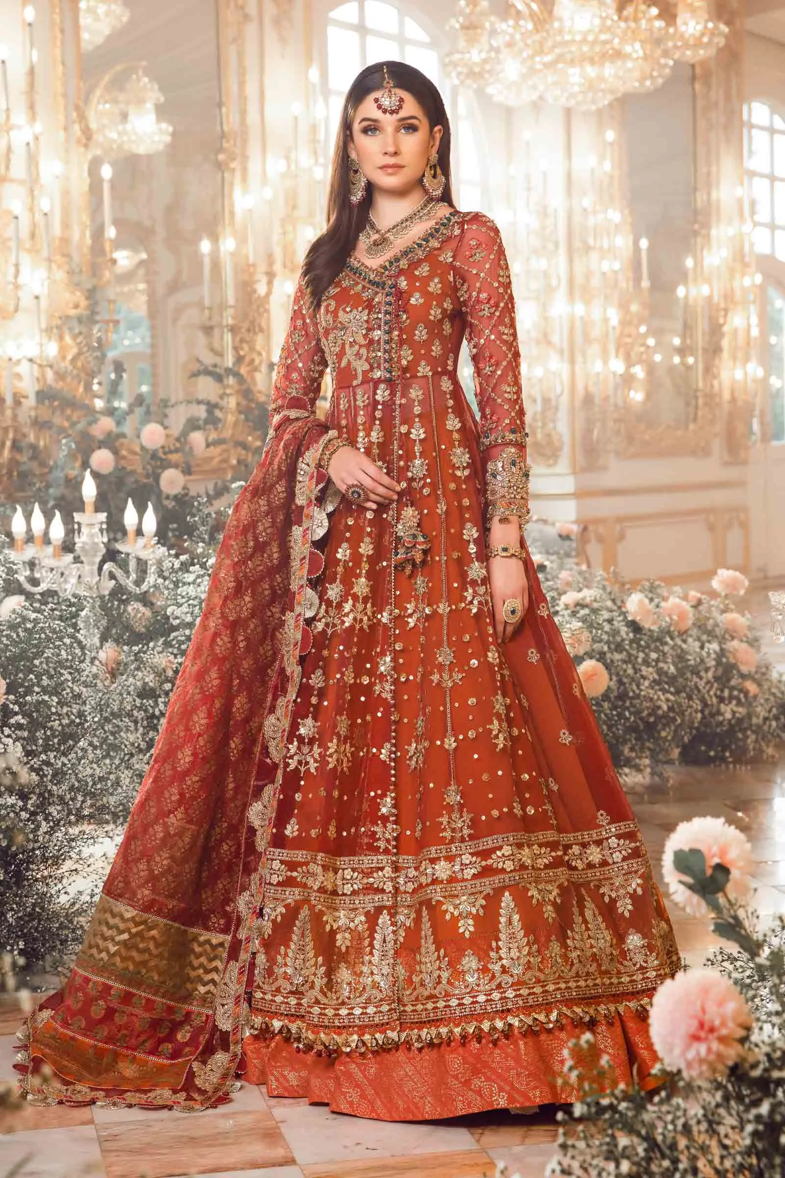 MARIA.B MBroidered Luxury Wedding Formals – Maroon BD-2705