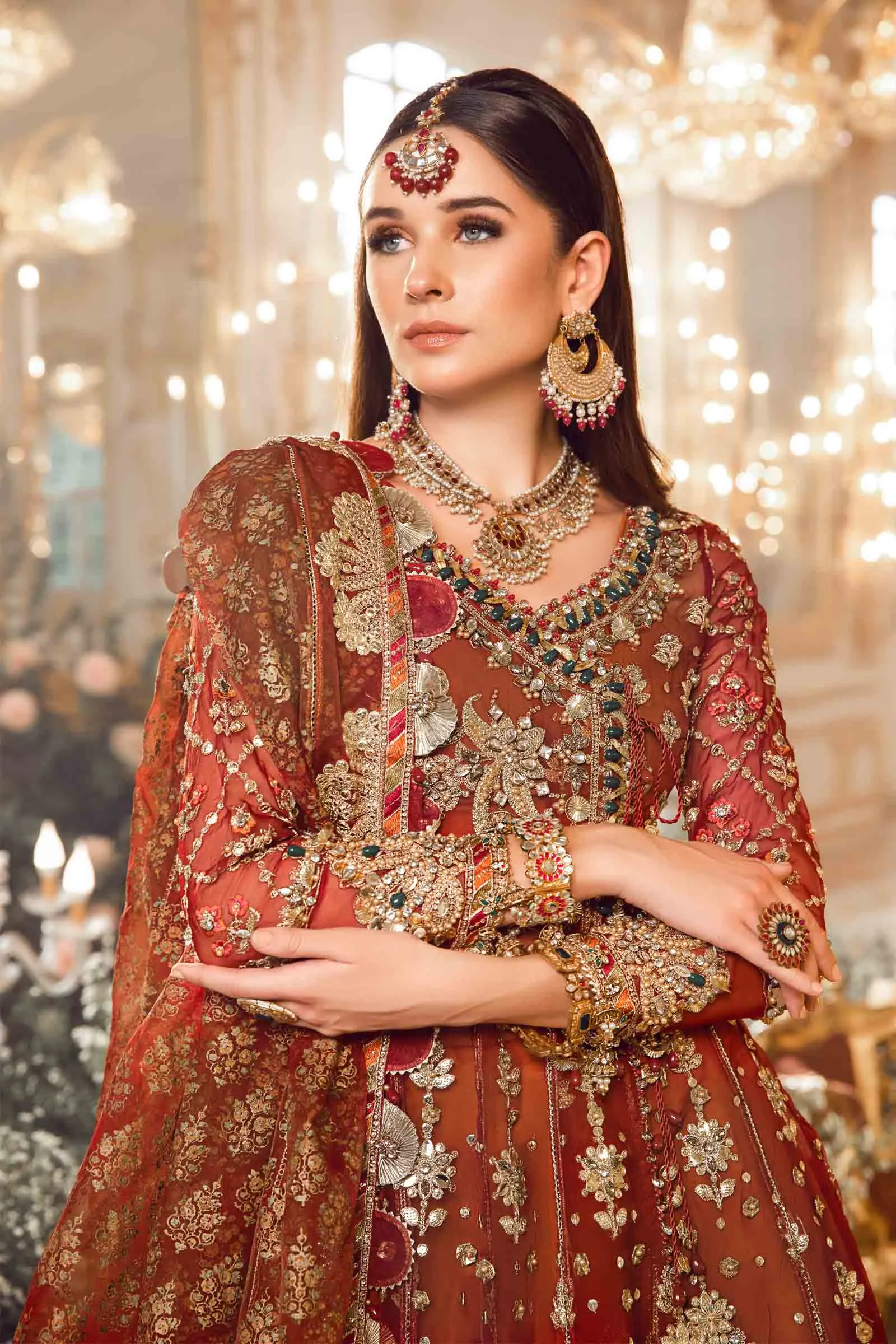 MARIA.B MBroidered Luxury Wedding Formals – Maroon BD-2705