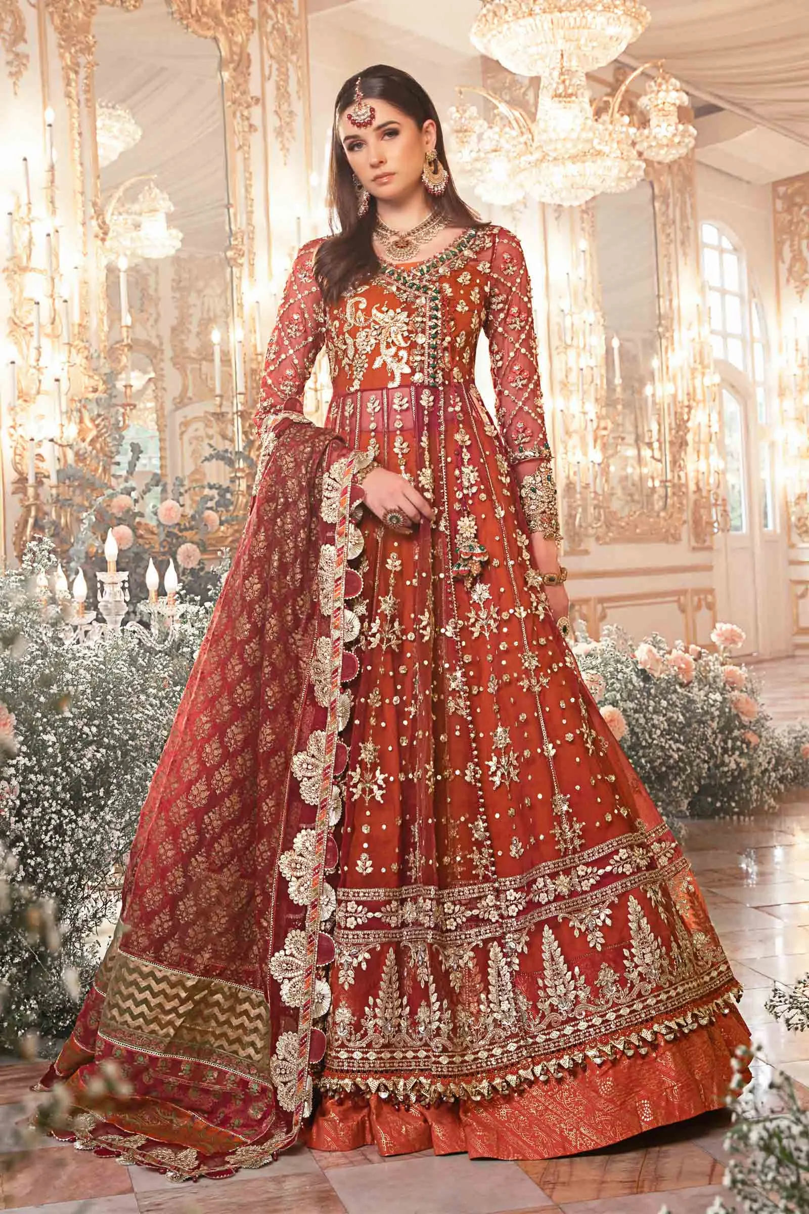 MARIA.B MBroidered Luxury Wedding Formals – Maroon BD-2705