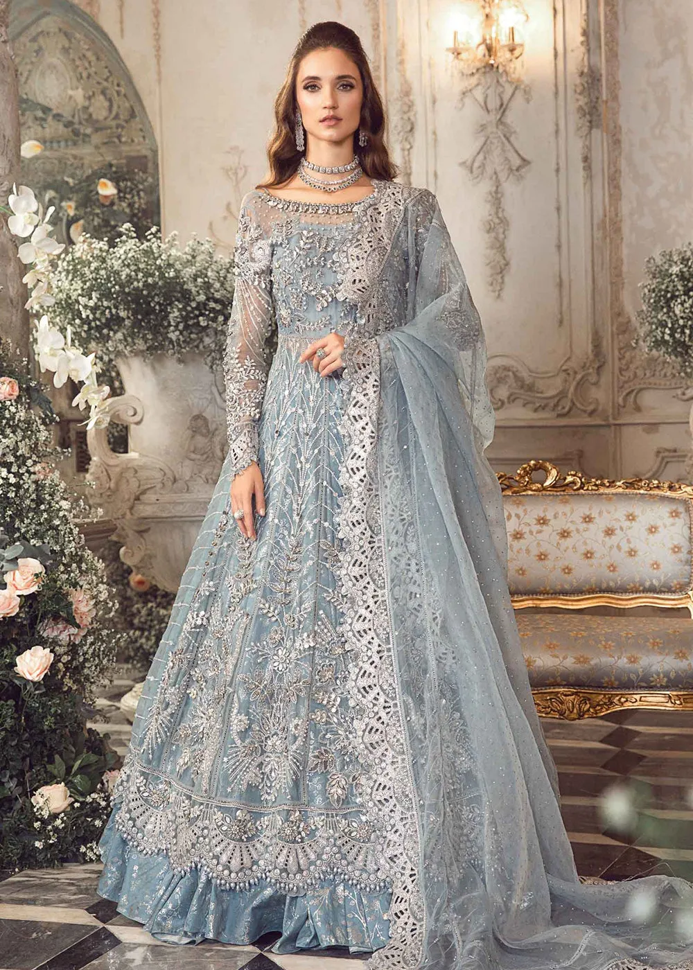 Mbroidered Wedding 2023 by Maria B | Ice Blue BD-2702