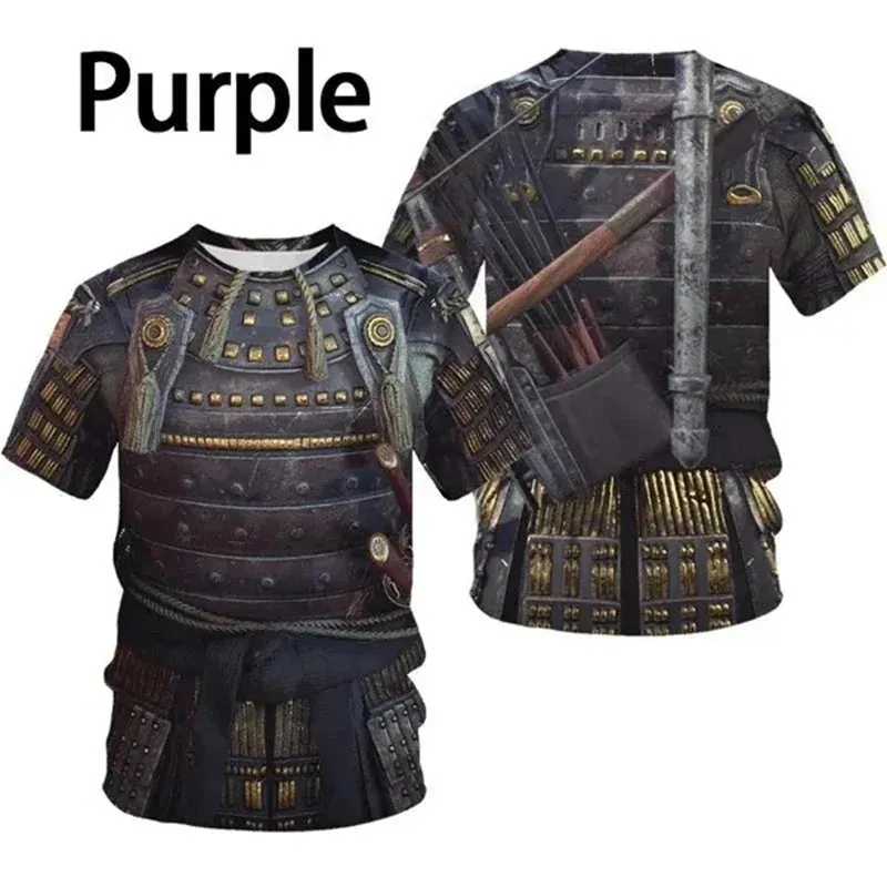 Men's Retro Samurai Armor 3D Printed Warrior Viking T-Shirt