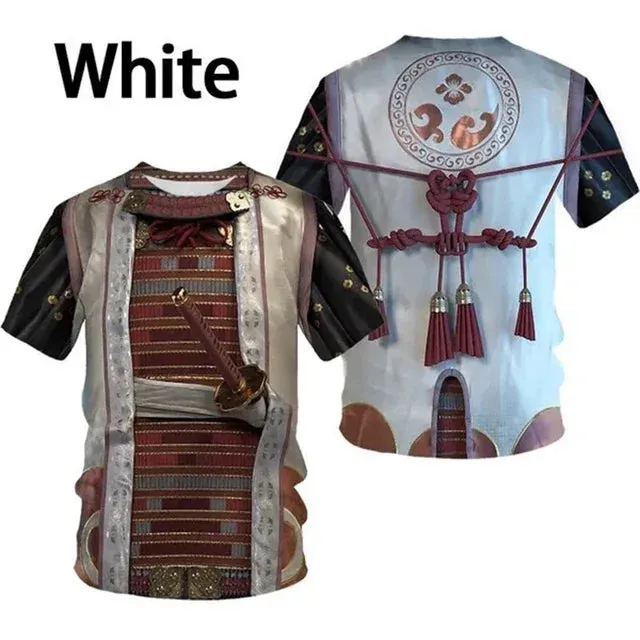 Men's Retro Samurai Armor 3D Printed Warrior Viking T-Shirt