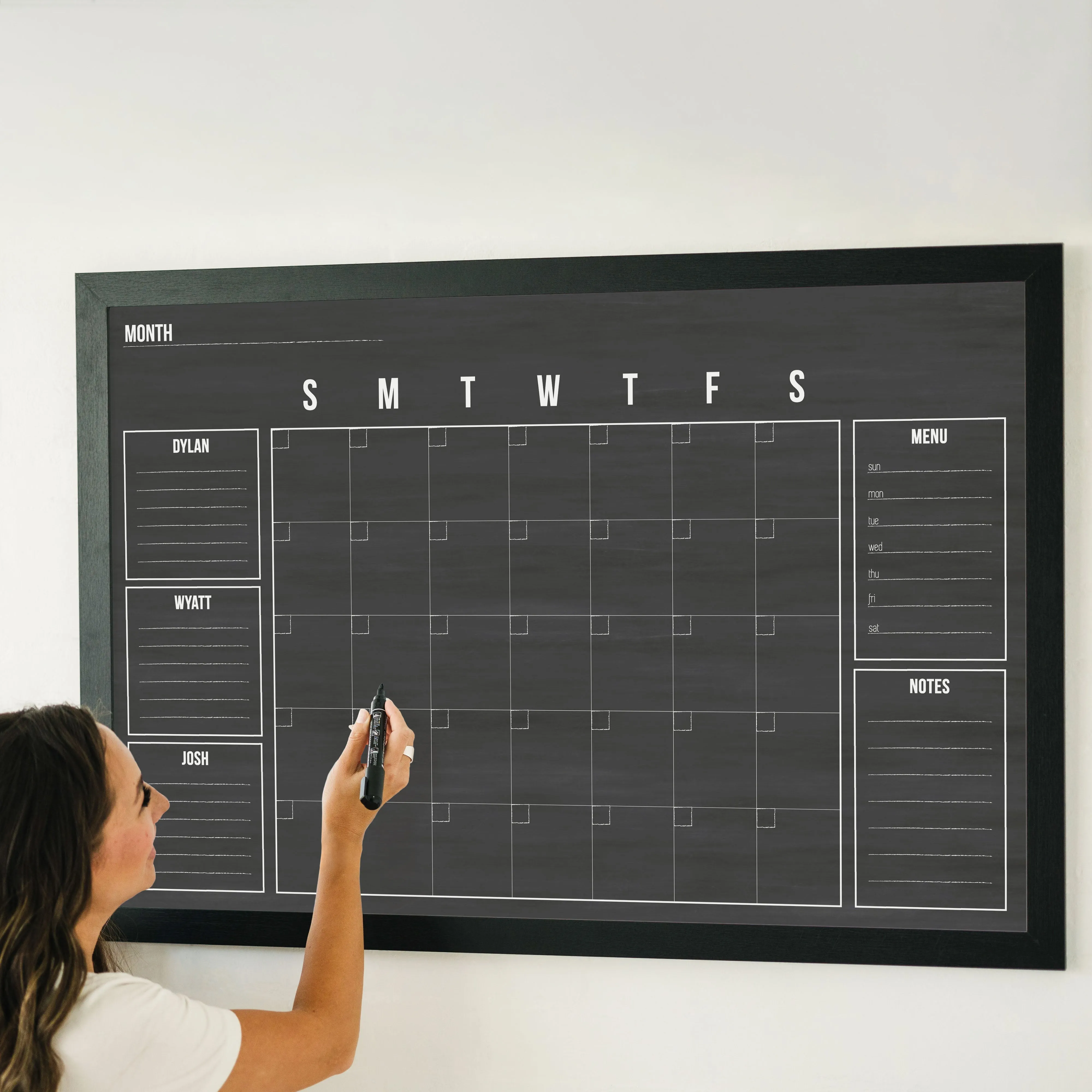 Monthly Framed Chalkboard Calendar   5 sections | Horizontal Dwyer