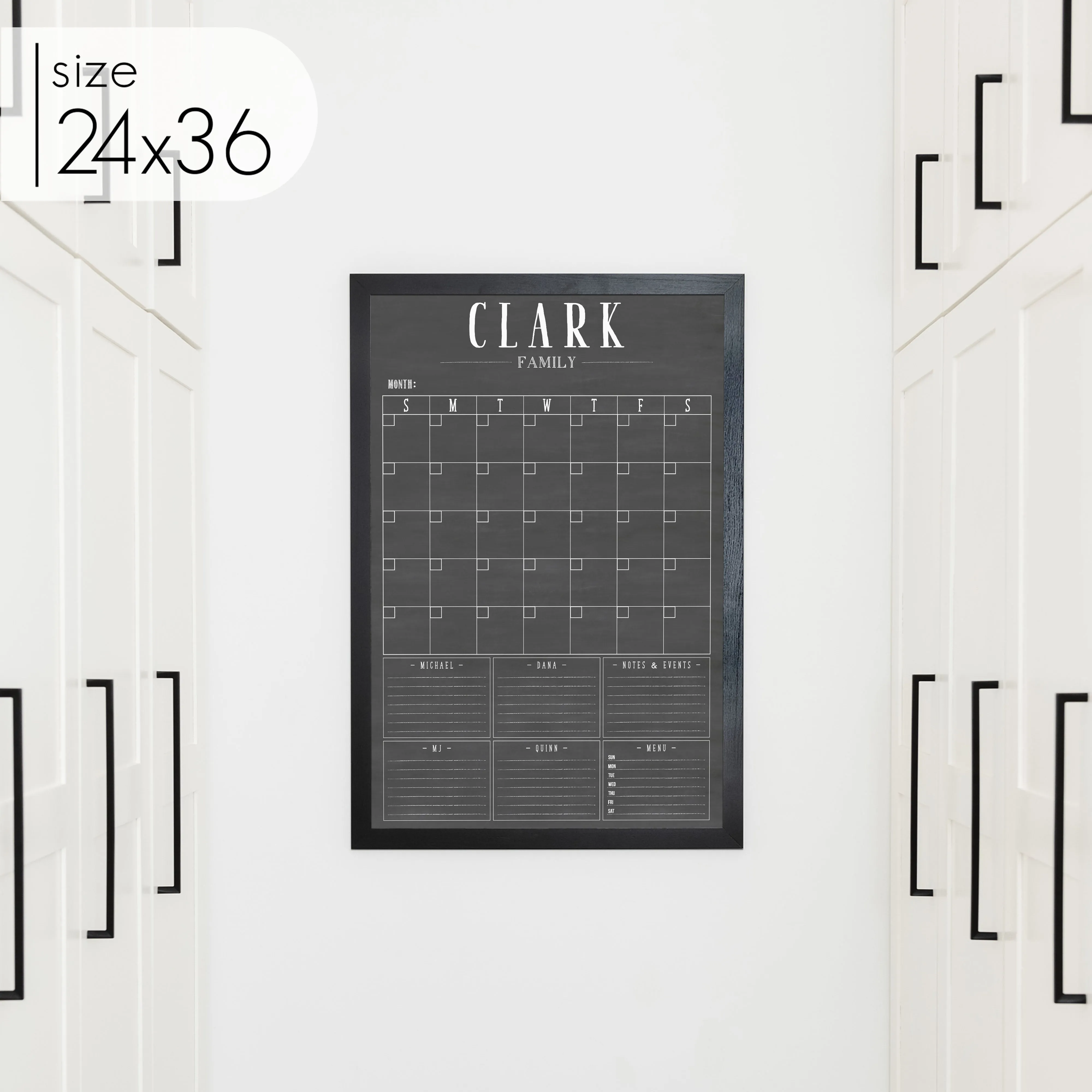 Monthly Framed Chalkboard Calendar   6 sections | Vertical Swanson