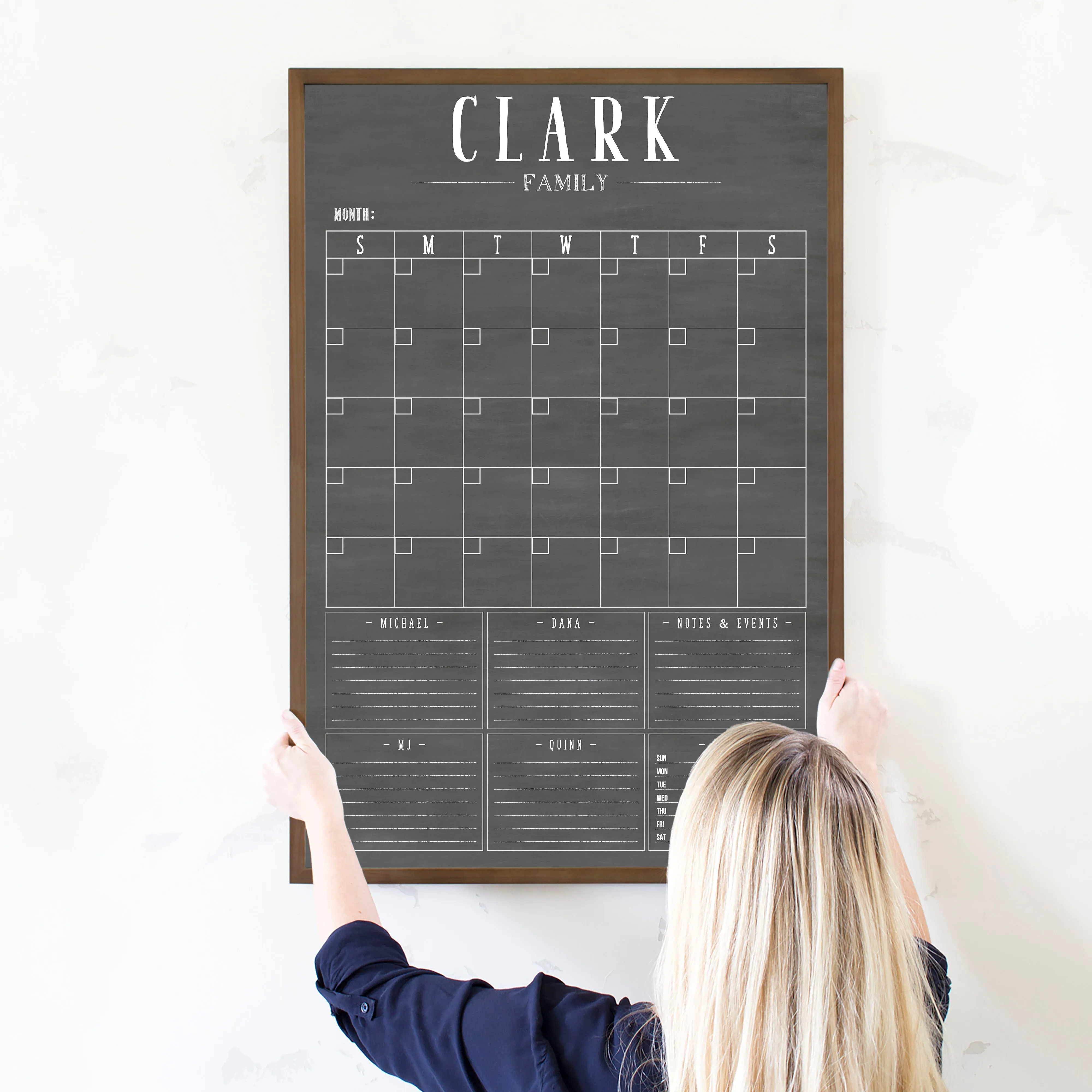 Monthly Framed Chalkboard Calendar   6 sections | Vertical Swanson