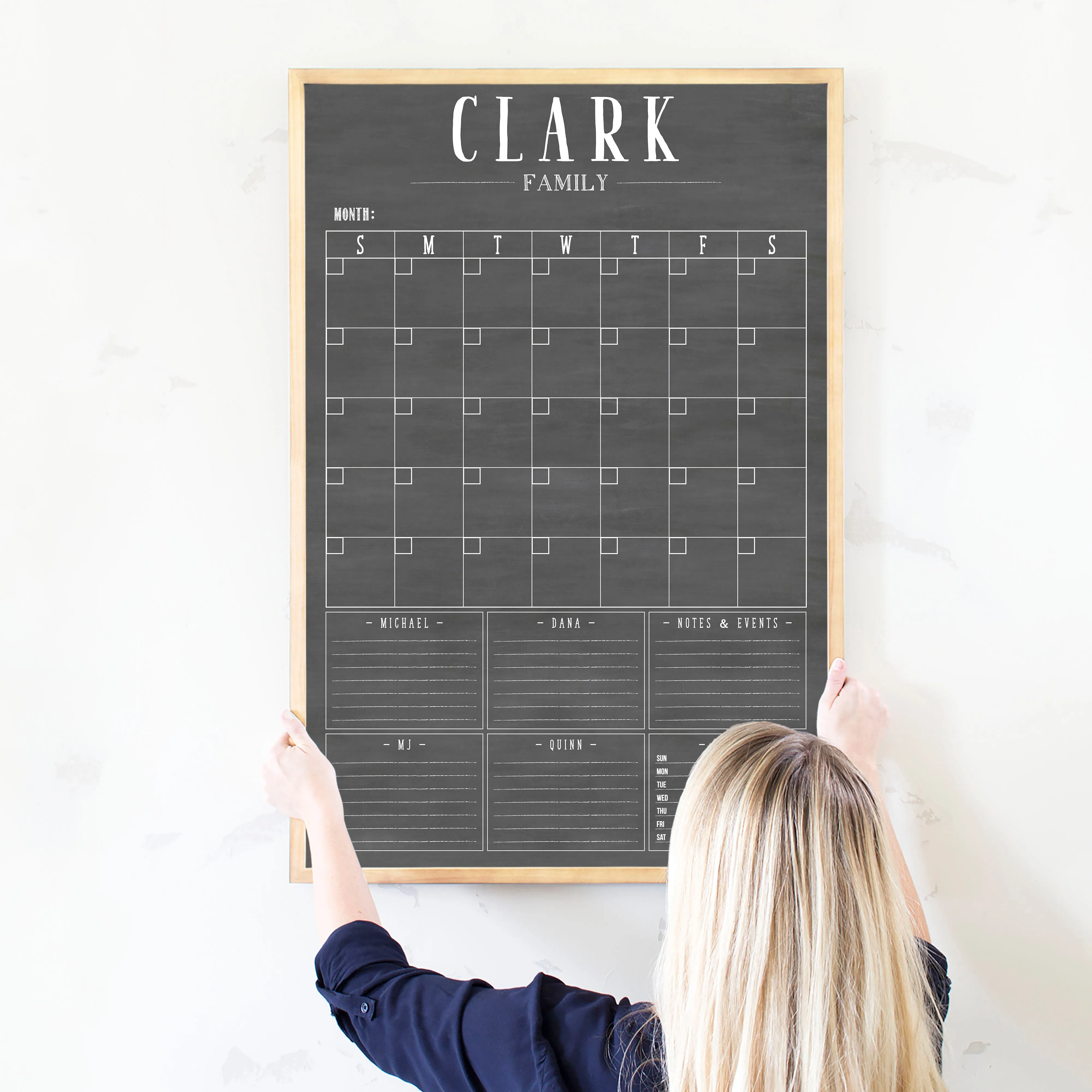 Monthly Framed Chalkboard Calendar   6 sections | Vertical Swanson