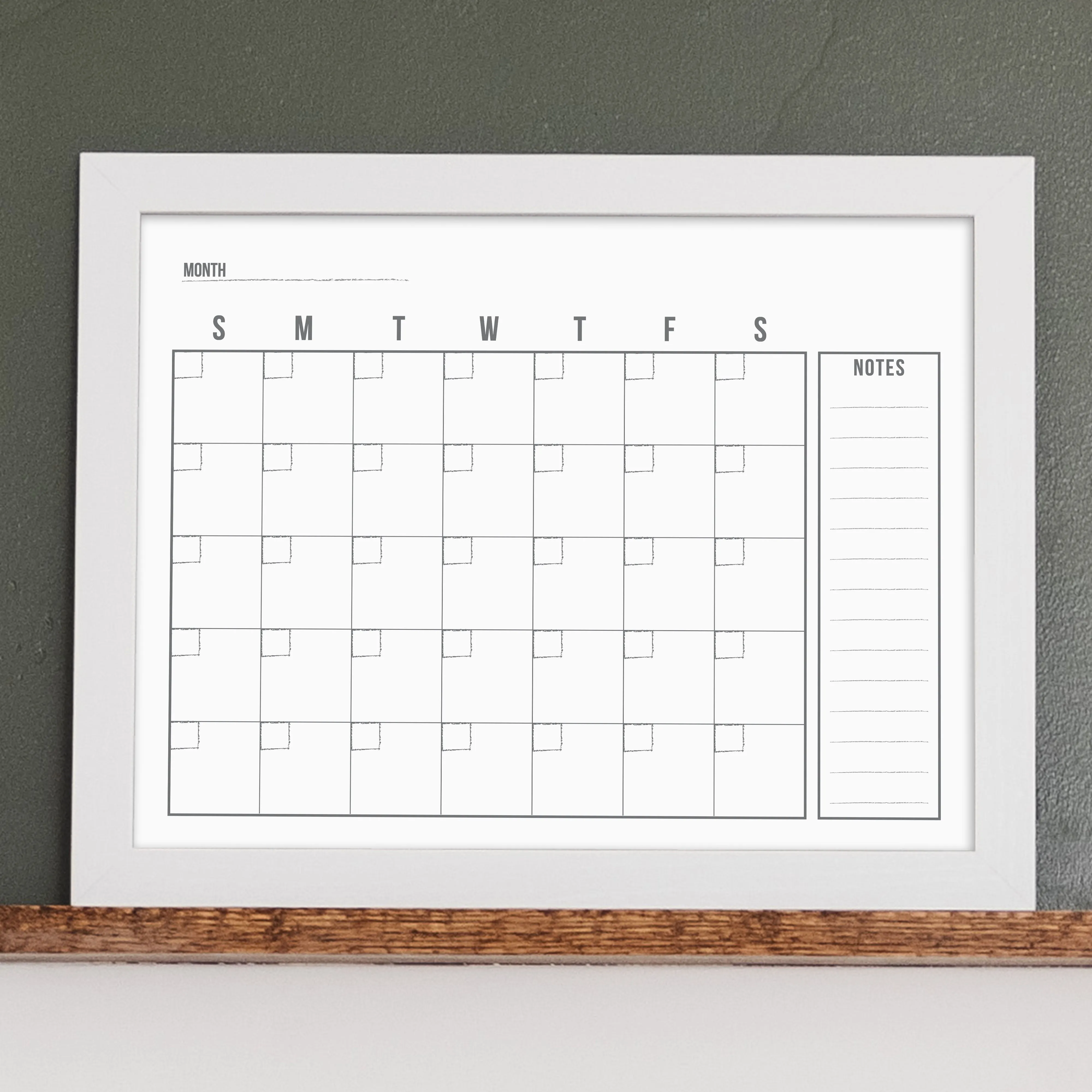 Monthly Framed Whiteboard Calendar   1 section | Horizontal Dwyer