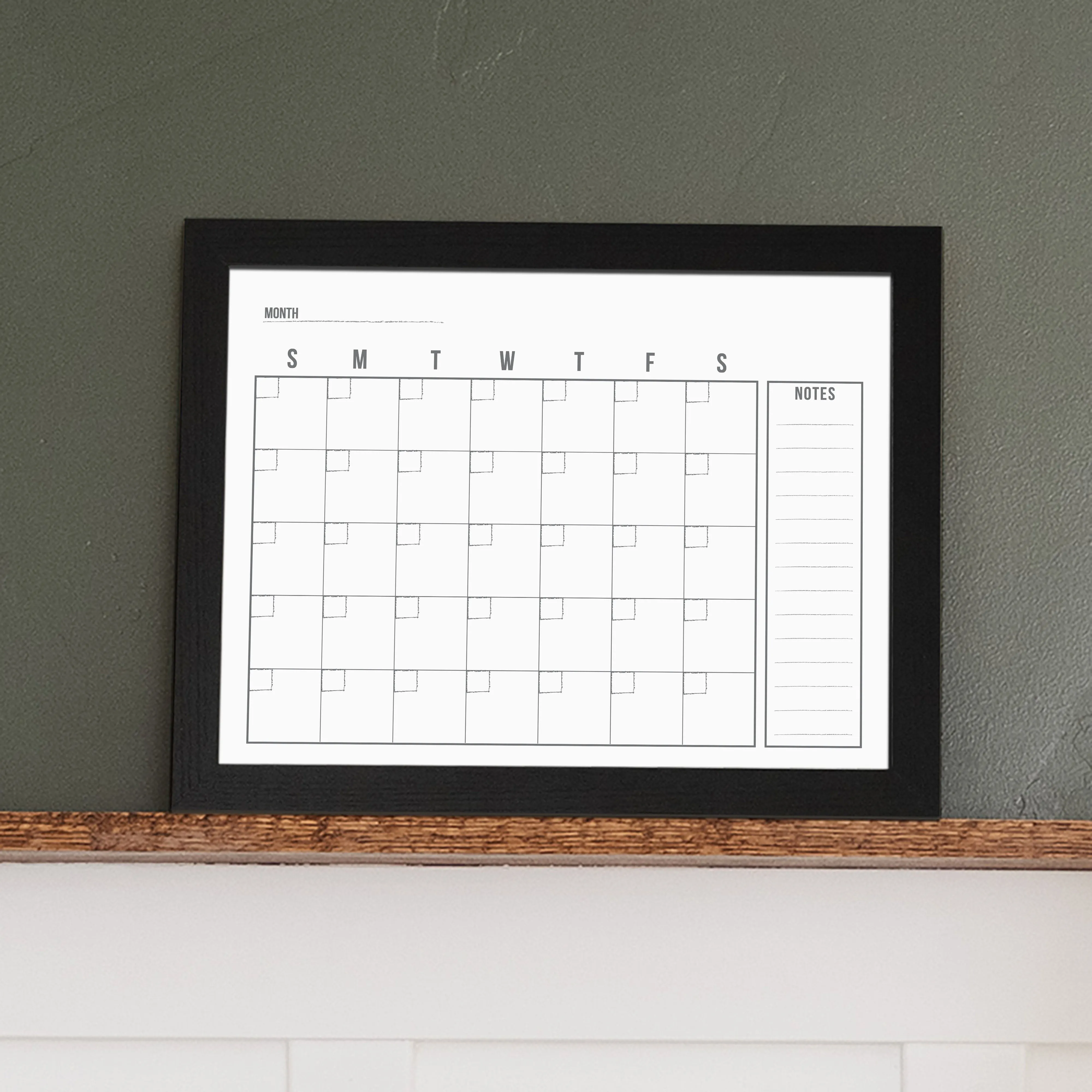 Monthly Framed Whiteboard Calendar   1 section | Horizontal Dwyer