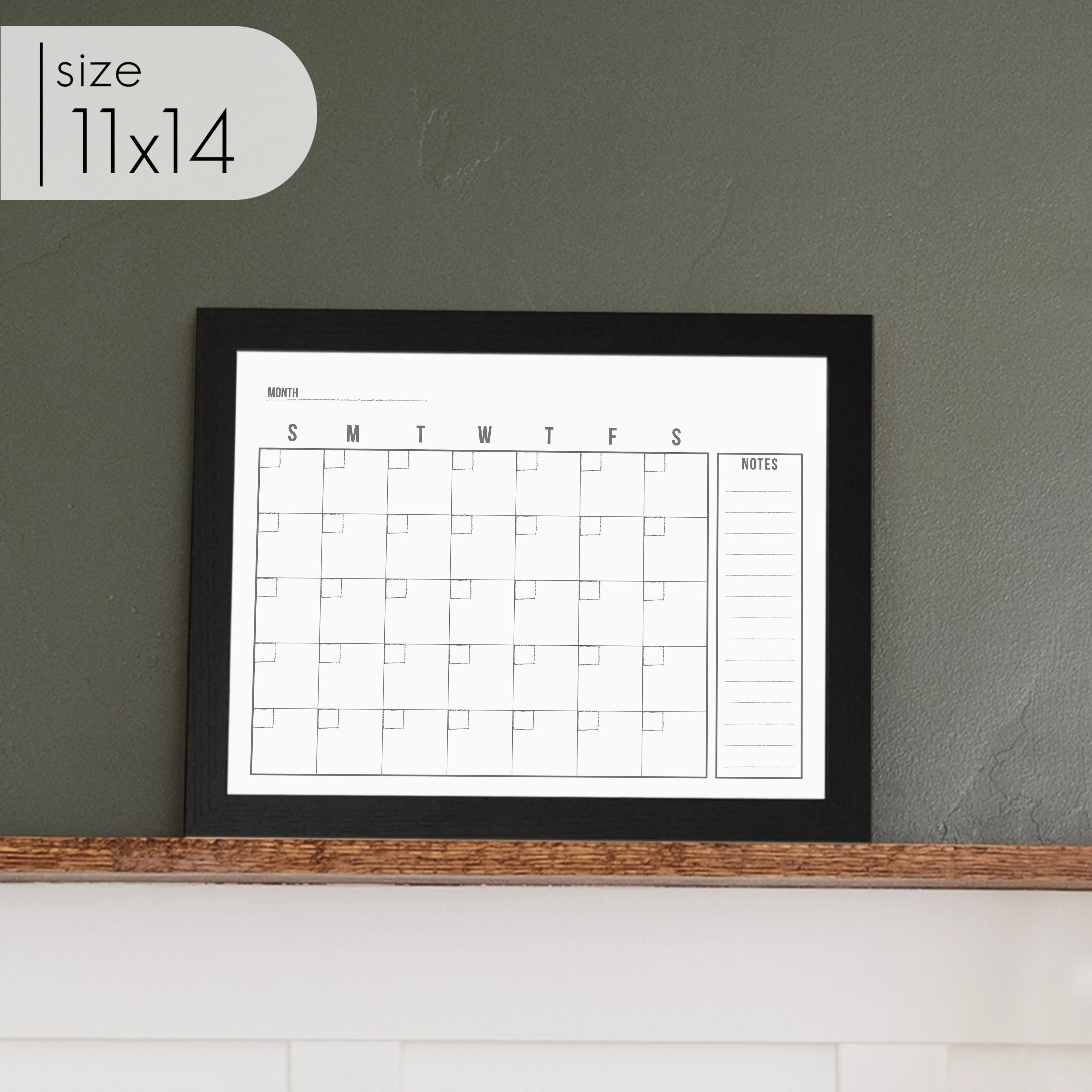 Monthly Framed Whiteboard Calendar   1 section | Horizontal Dwyer