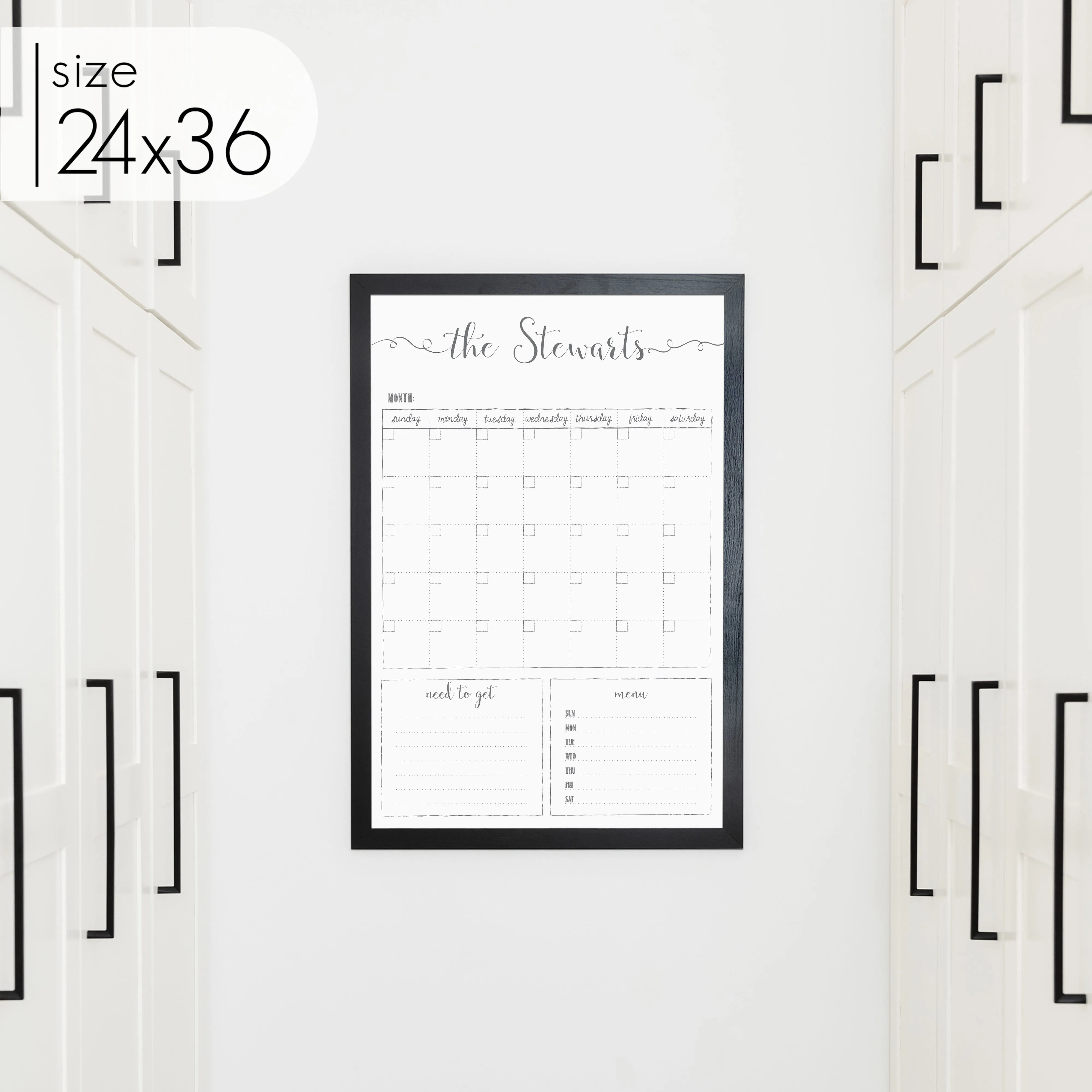 Monthly Framed Whiteboard Calendar   2 sections | Vertical Knope