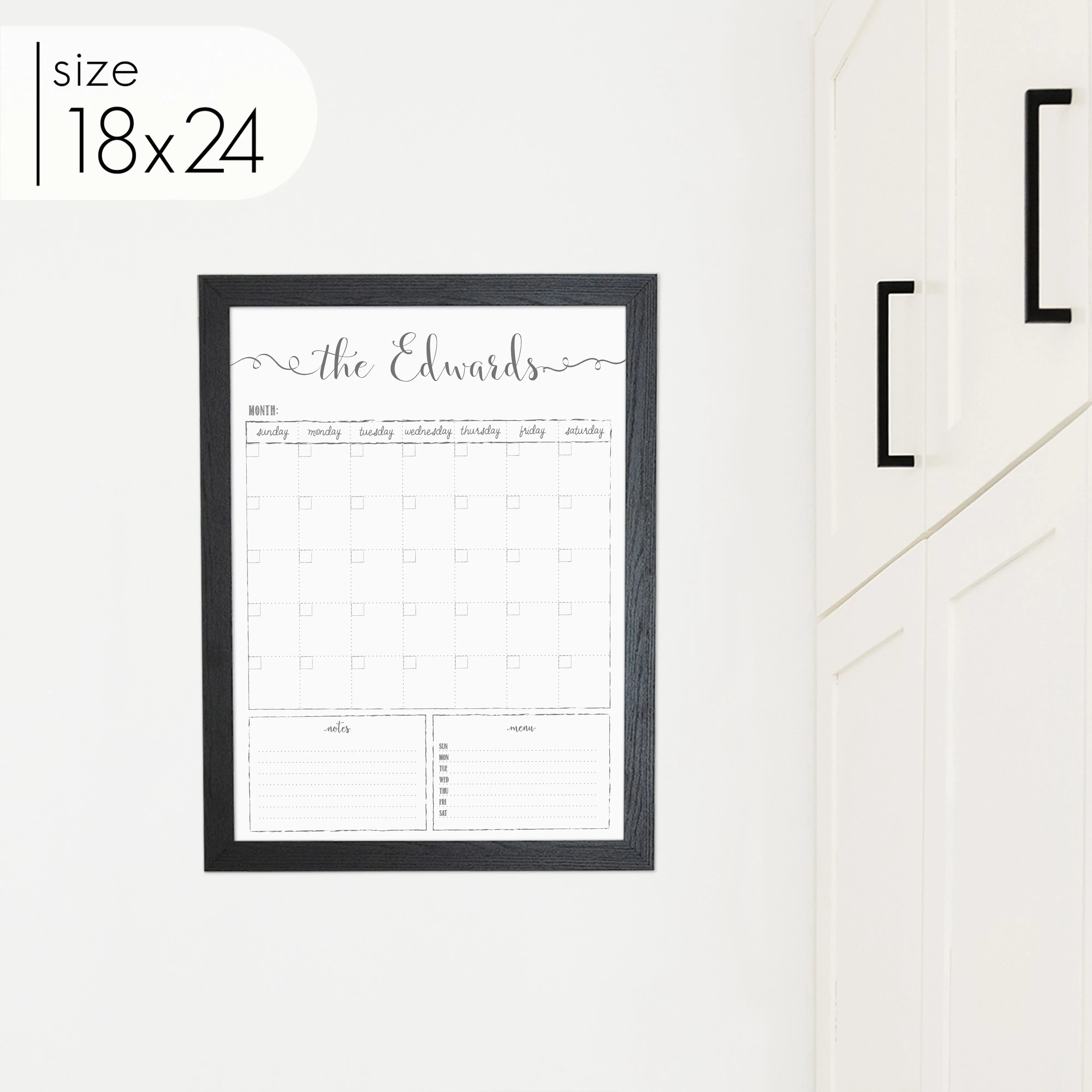 Monthly Framed Whiteboard Calendar   2 sections | Vertical Knope