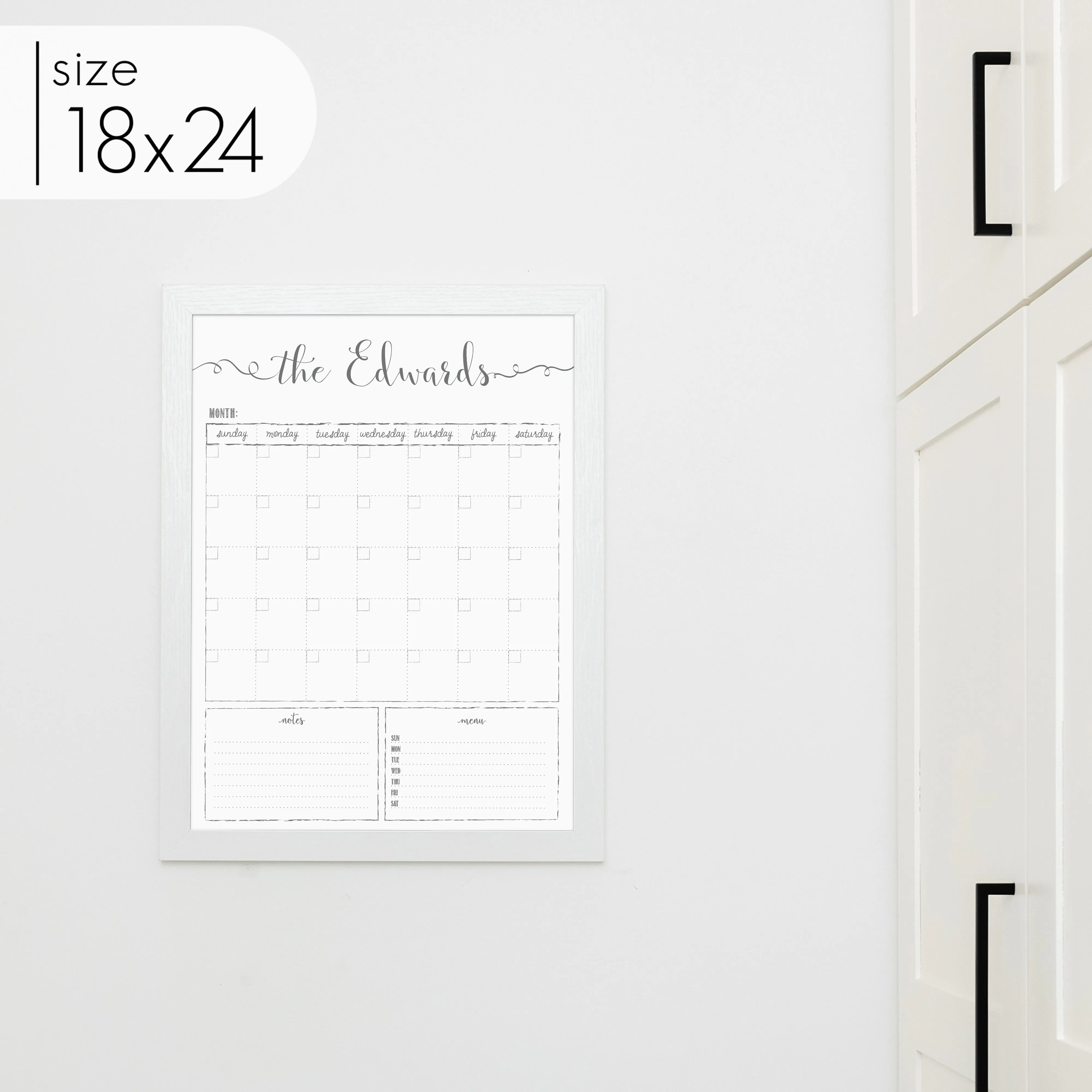 Monthly Framed Whiteboard Calendar   2 sections | Vertical Knope