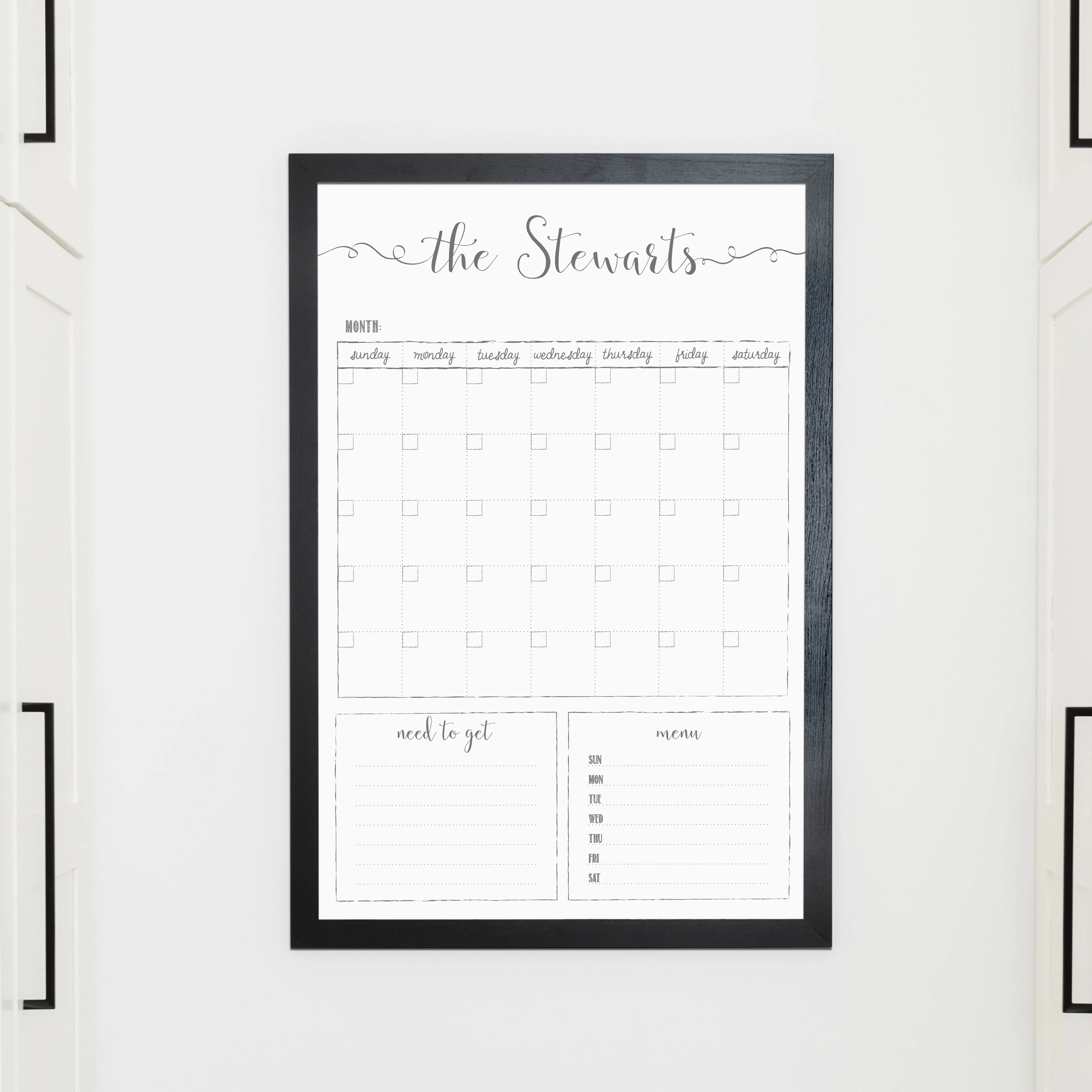 Monthly Framed Whiteboard Calendar   2 sections | Vertical Knope