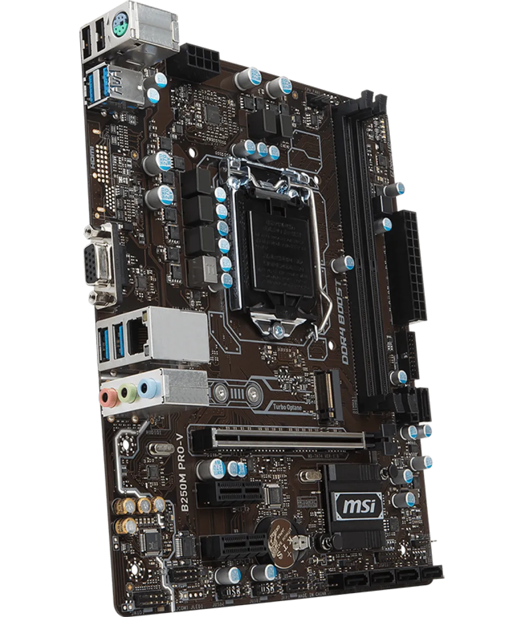 MSI intel computer motherboard B250M PRO-V LGA 1151 socket,DDR4,micro-ATX,Turbo M.2