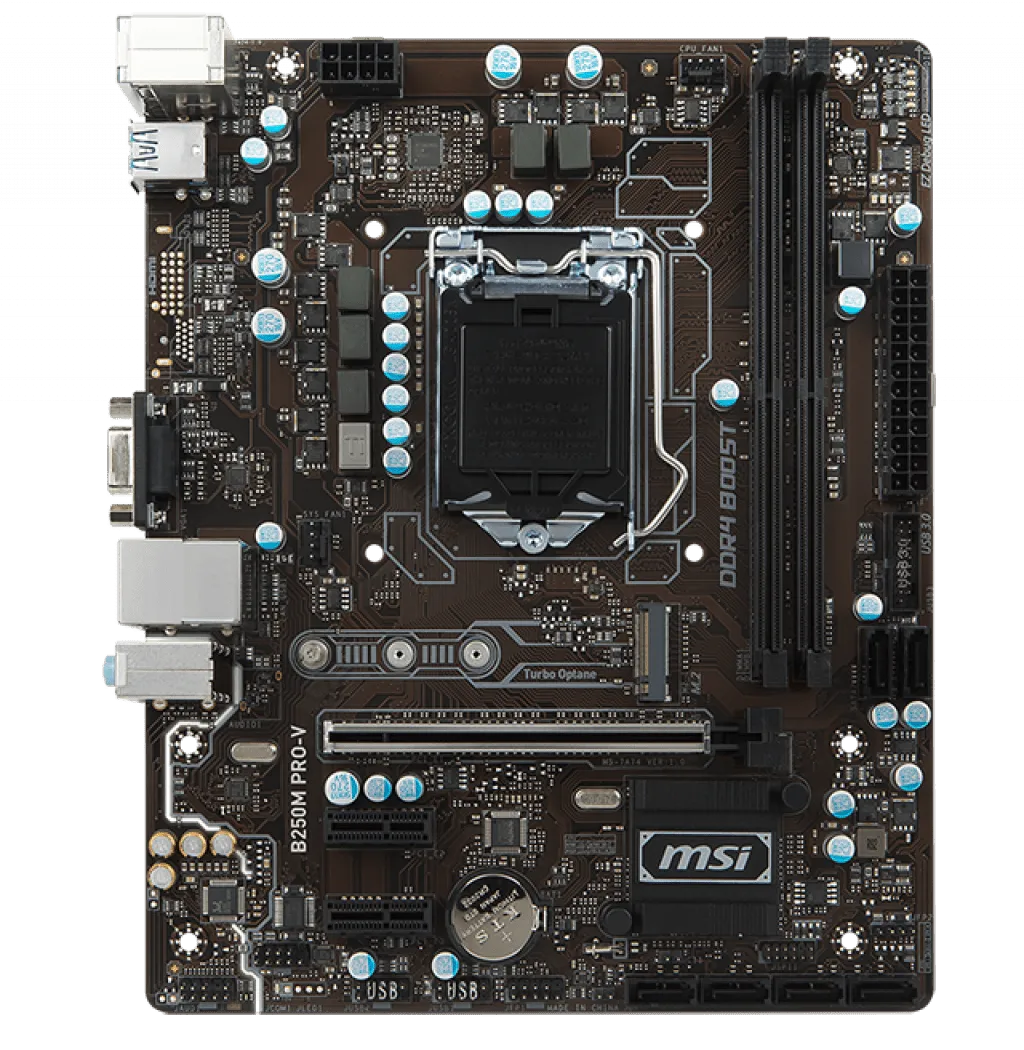 MSI intel computer motherboard B250M PRO-V LGA 1151 socket,DDR4,micro-ATX,Turbo M.2