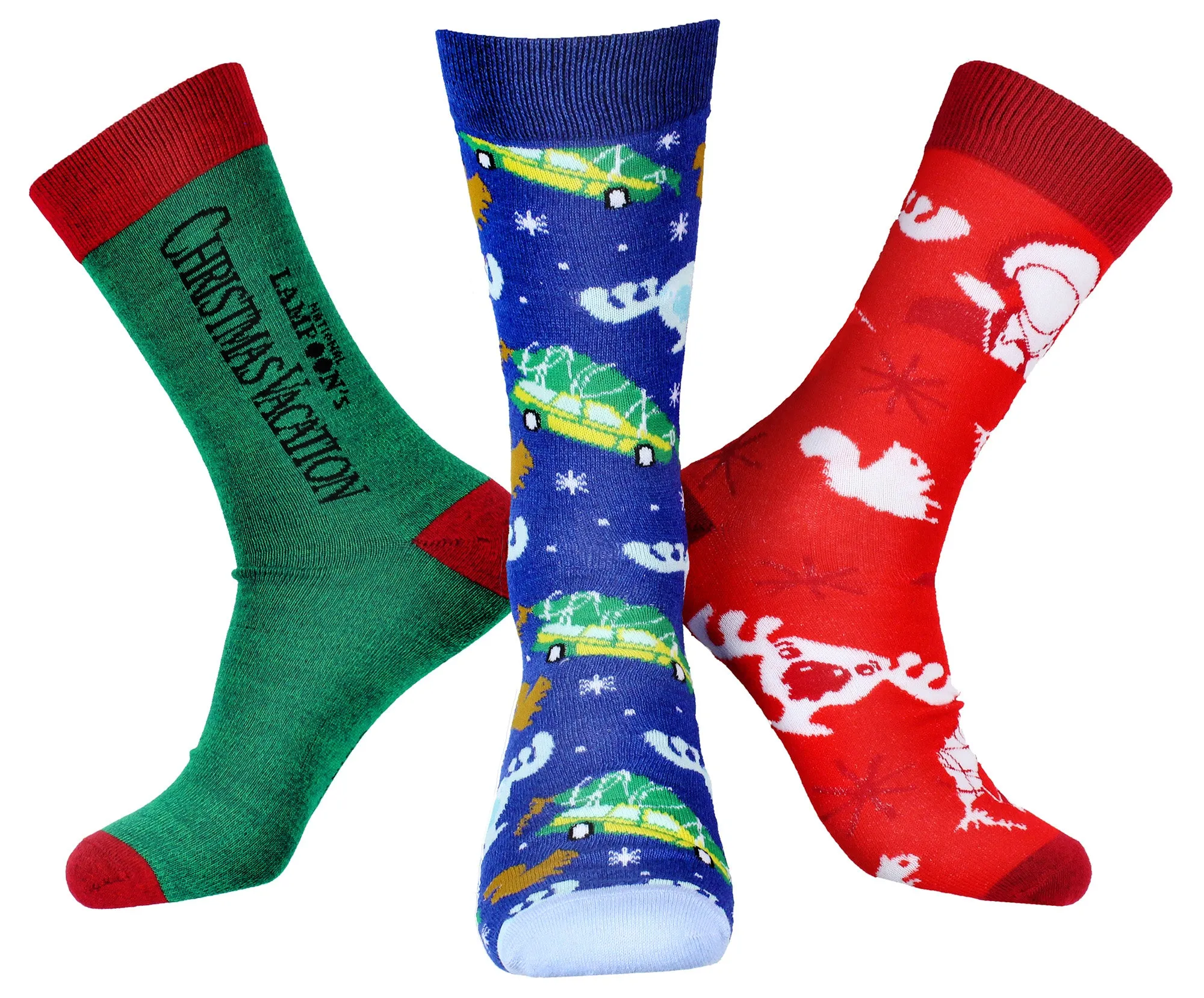 National Lampoon's Christmas Vacation Men's 3 Pack Mid-Calf Adult Crew Socks