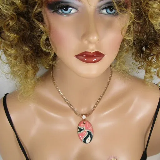 Pink & Black Artisan Handmade Pendant Necklace