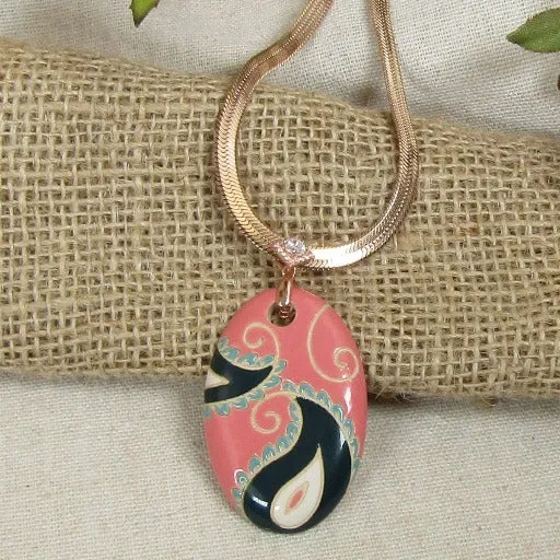 Pink & Black Artisan Handmade Pendant Necklace