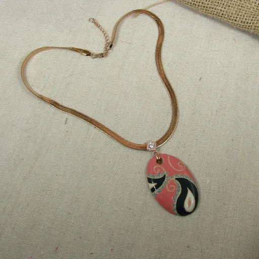 Pink & Black Artisan Handmade Pendant Necklace