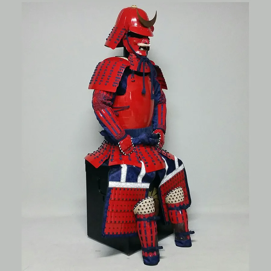 (Ready-To-Ship) L049 RED Okegawa Suit of Armor w/Darkblue lacing