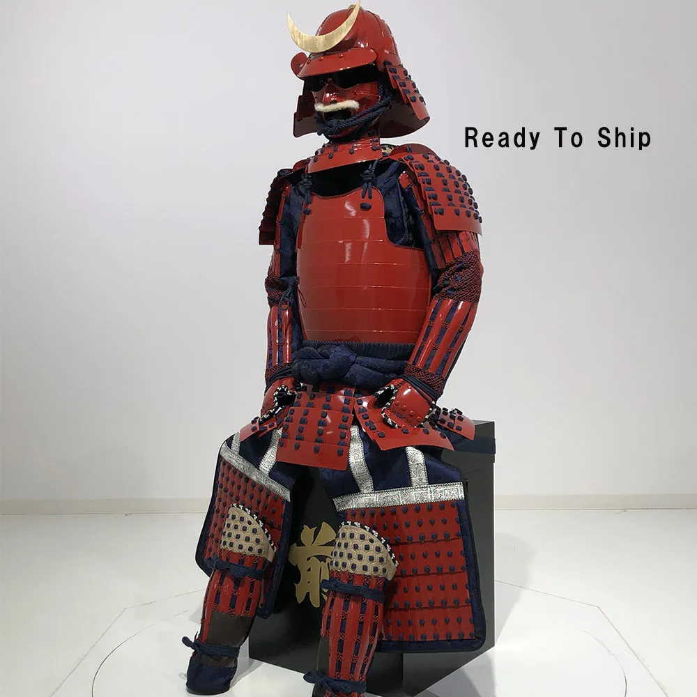 (Ready-To-Ship) L049 RED Okegawa Suit of Armor w/Darkblue lacing