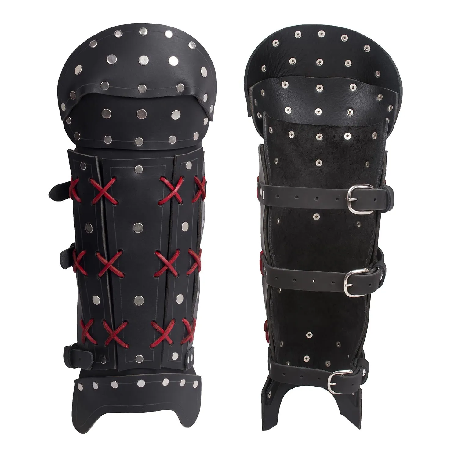 Samurai Greaves - Black/Red