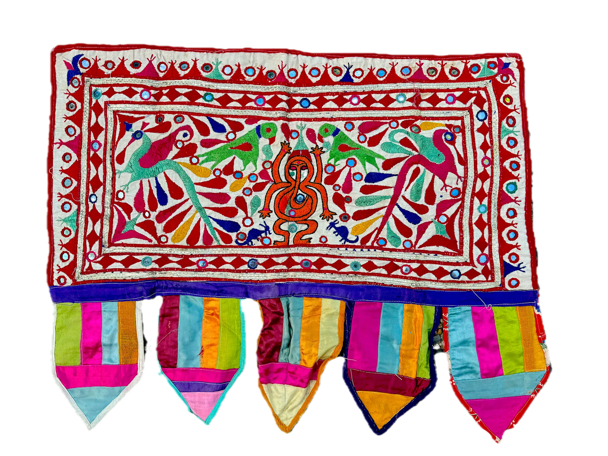 Tribal embroidered toran with mirrors