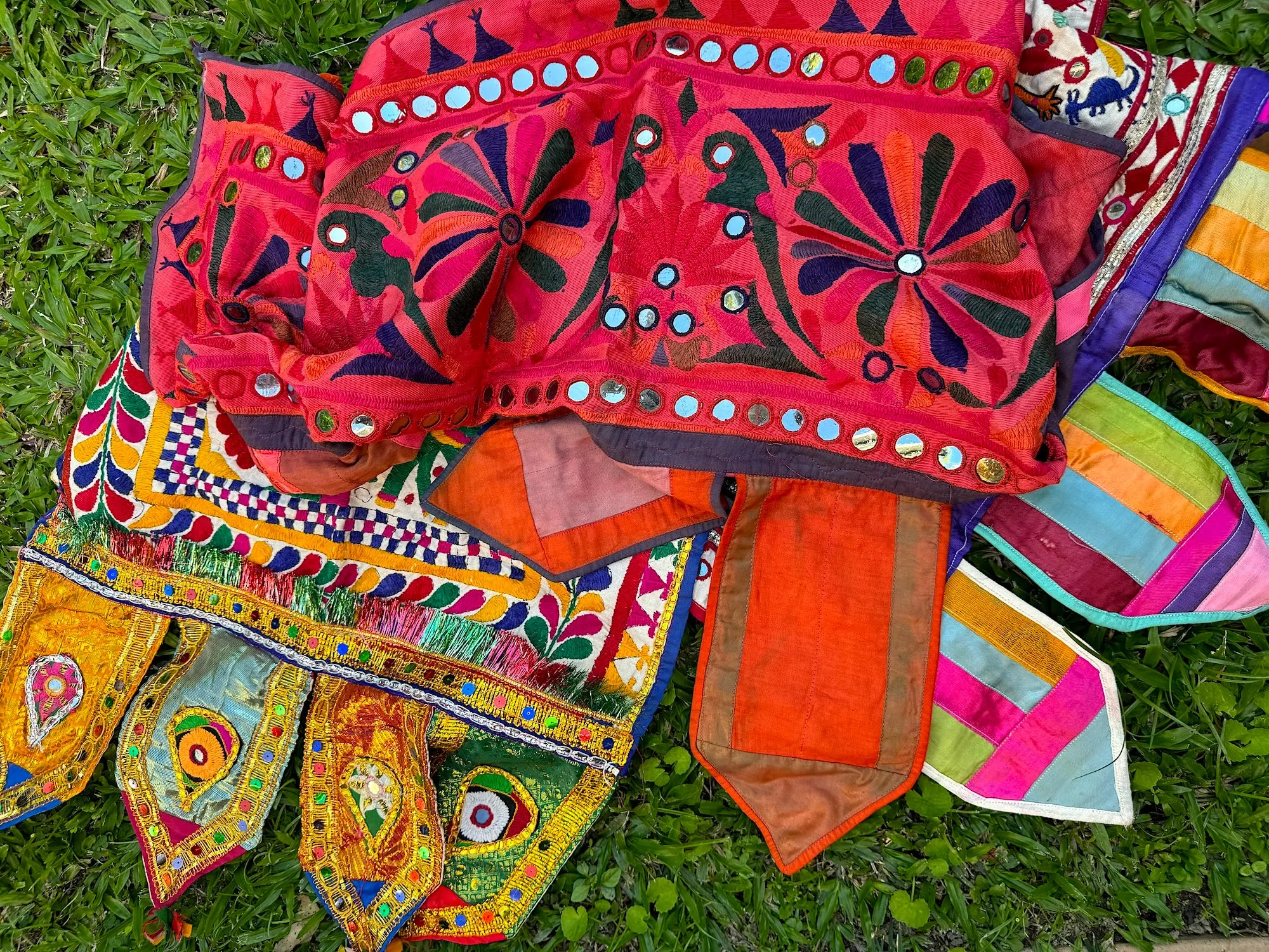 Tribal embroidered toran with mirrors