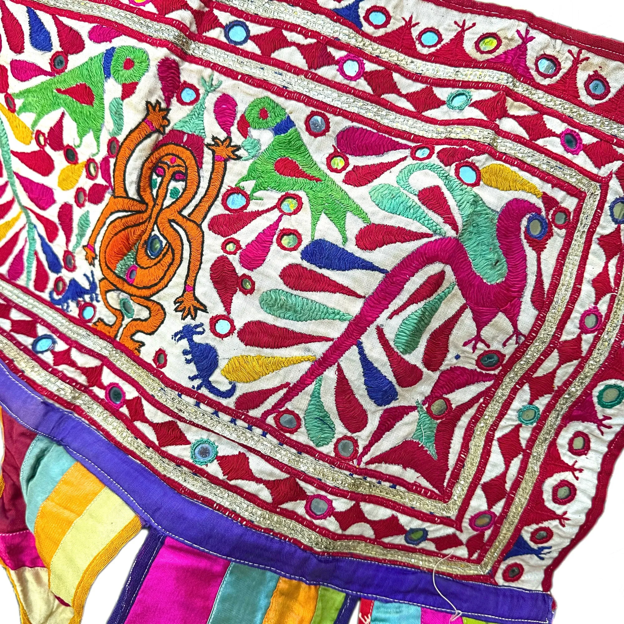 Tribal embroidered toran with mirrors