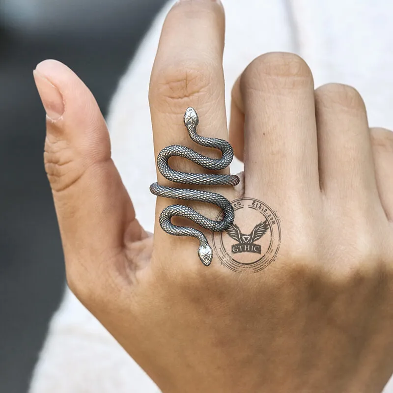 Two Headed Snake Stainless Steel Animal Ring