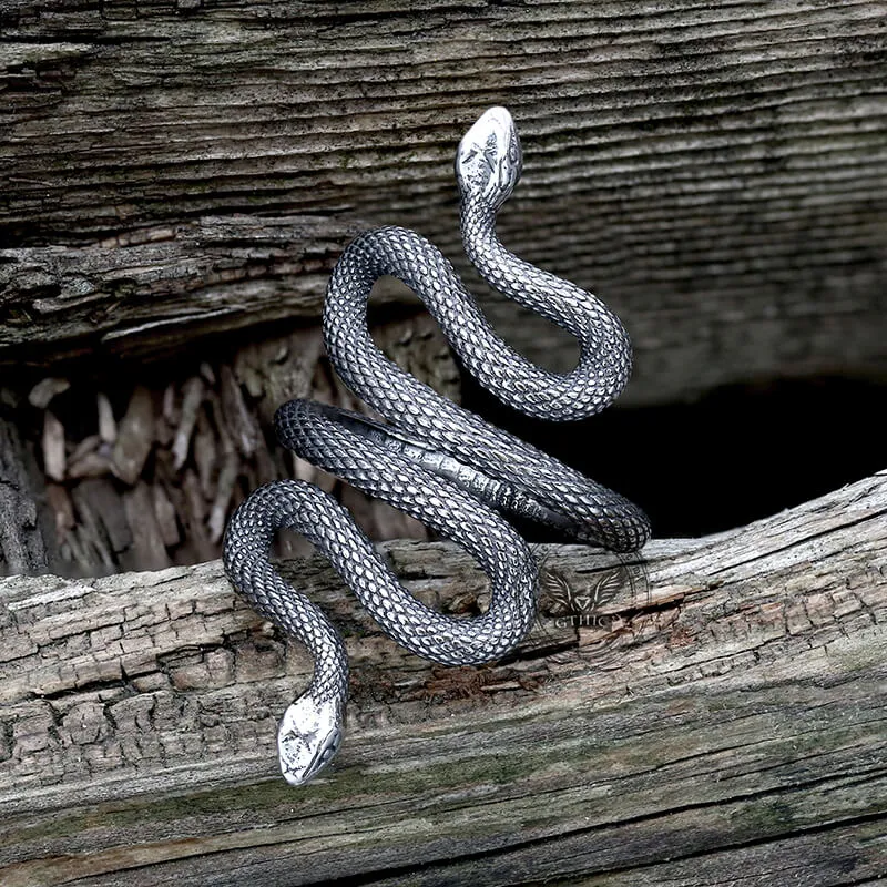 Two Headed Snake Stainless Steel Animal Ring