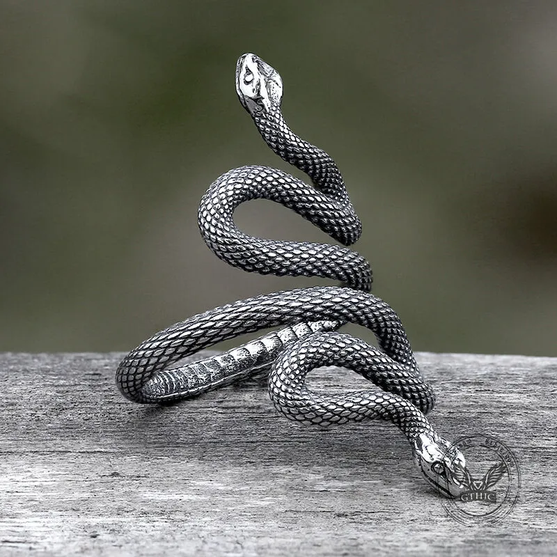 Two Headed Snake Stainless Steel Animal Ring