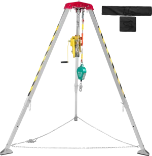 Vevor Confined Space Tripod Kit 1200 Lbs Winch Manual Handle 8' Adjustable Legs 98' Cable 32.8' Fall Protection New