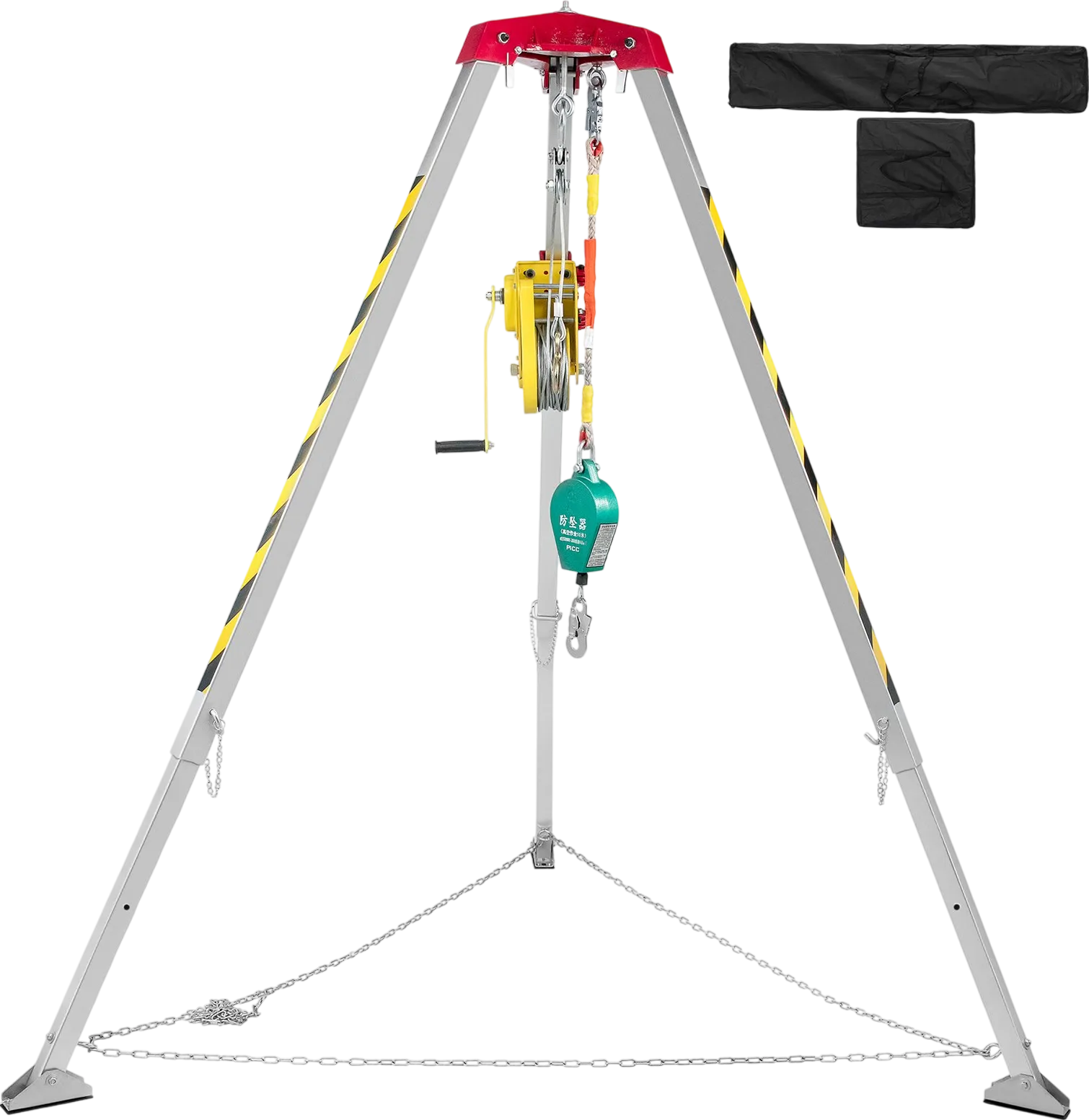 Vevor Confined Space Tripod Kit 1200 Lbs Winch Manual Handle 8' Adjustable Legs 98' Cable 32.8' Fall Protection New