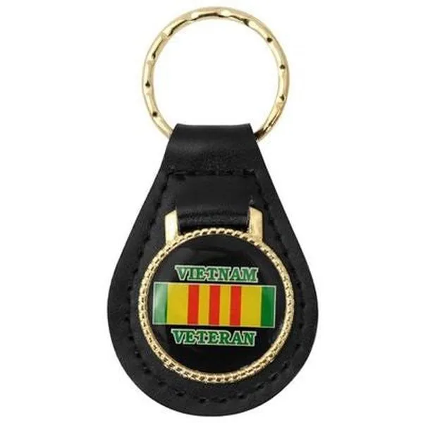 Vietnam Veteran with Ribbon Key Chain, Leather